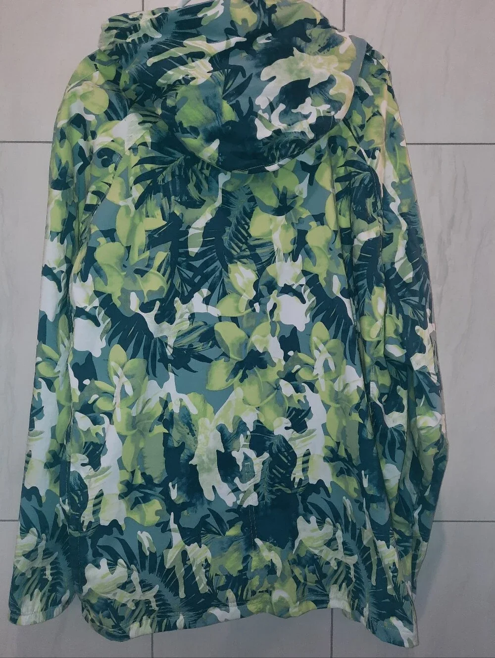 The North Face Men's Lime & Navy Green Camo Pullover Windbreaker XXL Like New